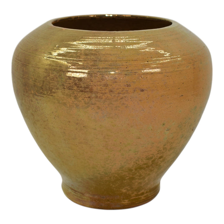 Pewabic Detroit 1920s Art Pottery Hand Made Gold Iridescent Bulbous Vase