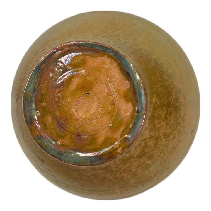 Pewabic Detroit 1920s Art Pottery Hand Made Gold Iridescent Bulbous Vase