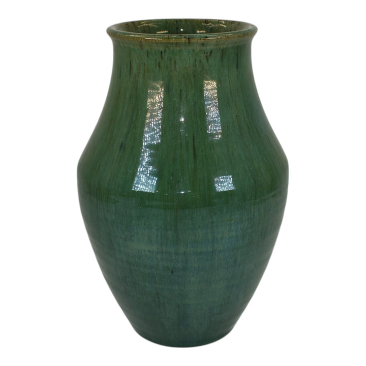 Pewabic Detroit 1940s Art Pottery Blended Green Glaze Speckled Ceramic Vase