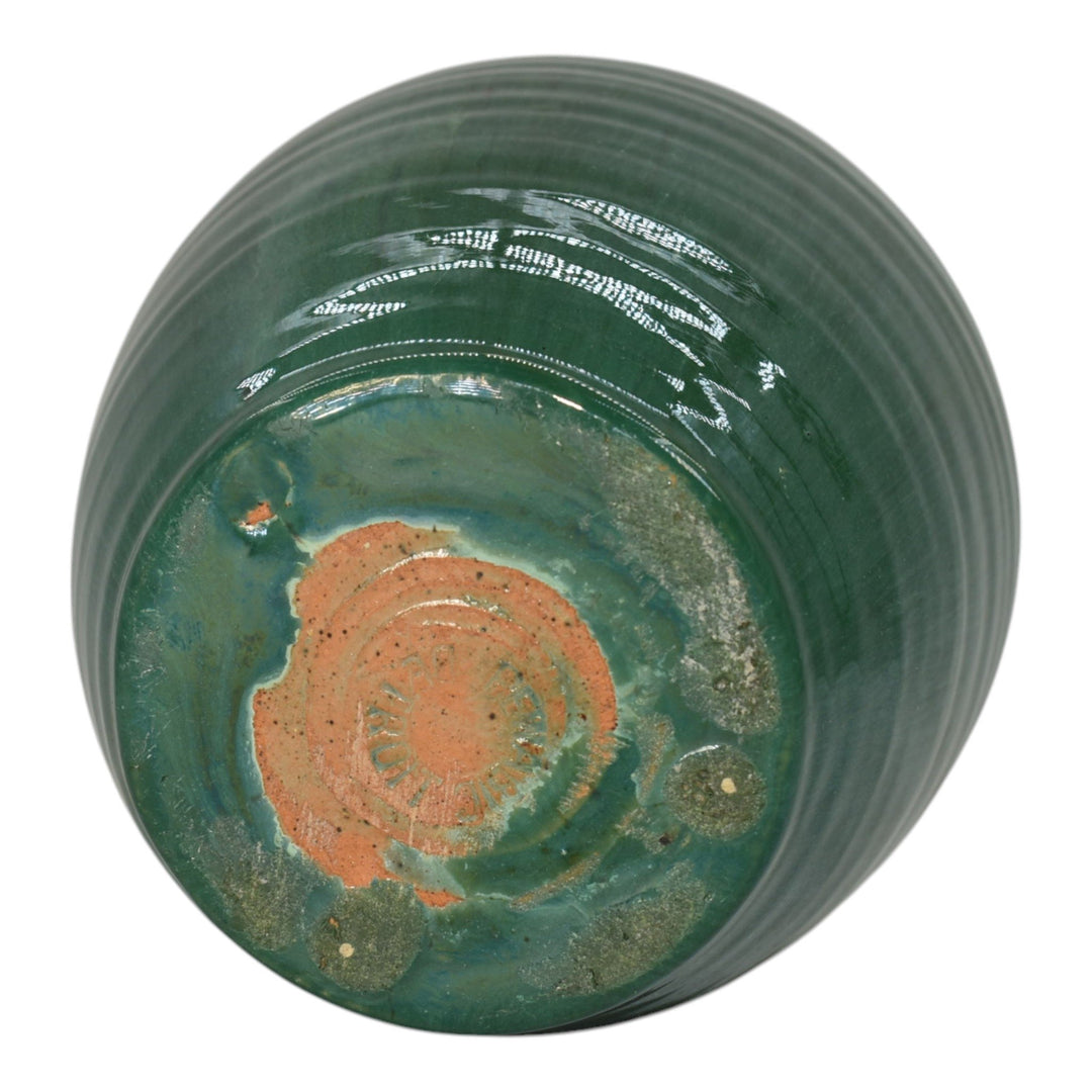 Pewabic Detroit 1940s Art Pottery Blended Green Glaze Speckled Ceramic Vase