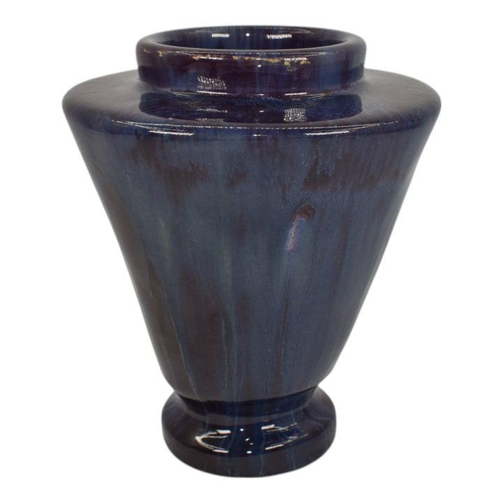 Pewabic Detroit 1950s Art Pottery Hand Made Glossy Purple Ceramic Art Deco Vase