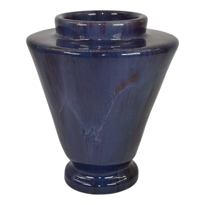 Pewabic Detroit 1950s Art Pottery Hand Made Glossy Purple Ceramic Art Deco Vase