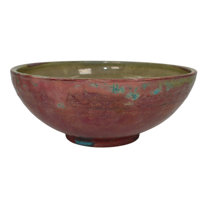 Pewabic Detroit 1920s Art Pottery Hand Made Copper Turquoise Iridescent Bowl