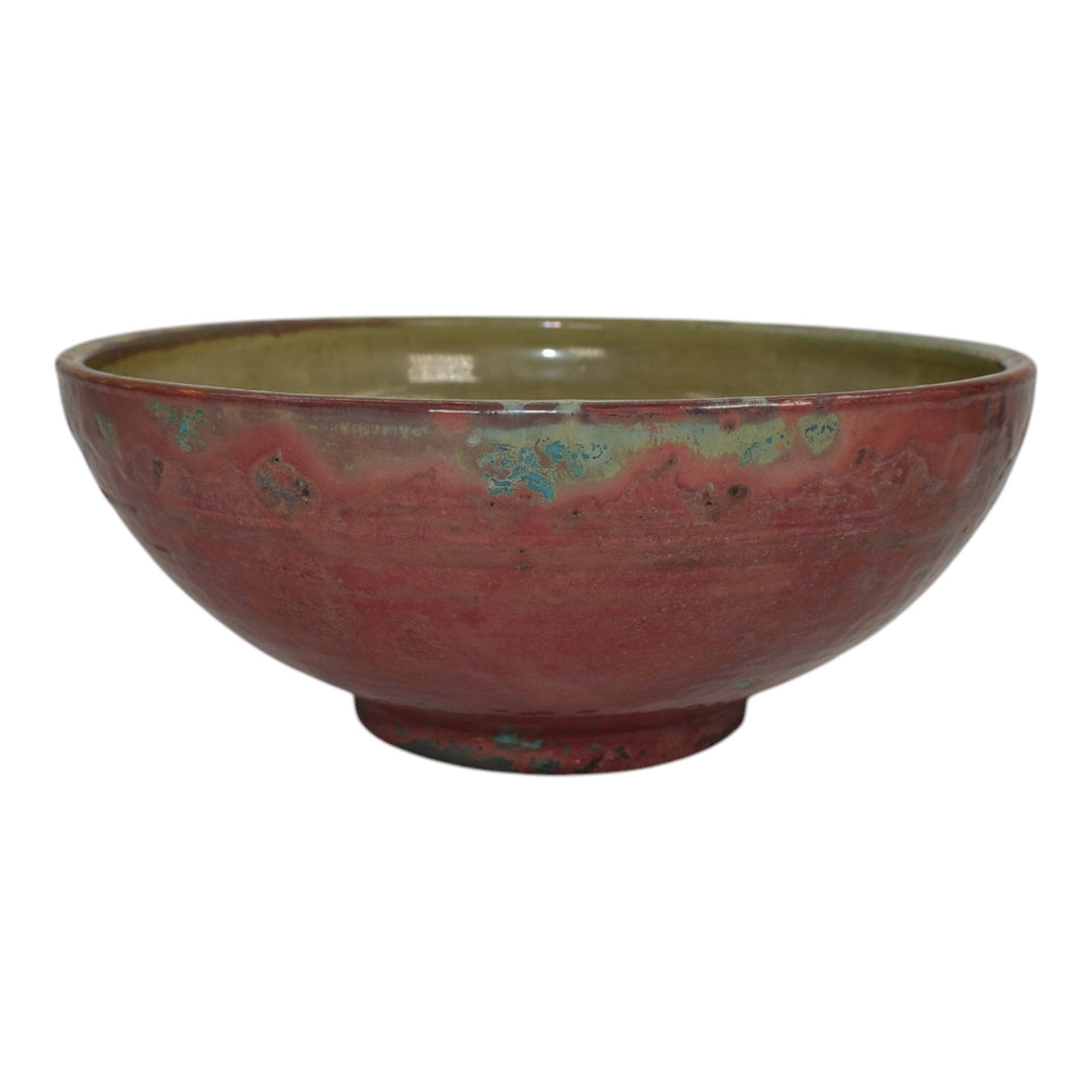 Pewabic Detroit 1920s Art Pottery Hand Made Copper Turquoise Iridescent Bowl