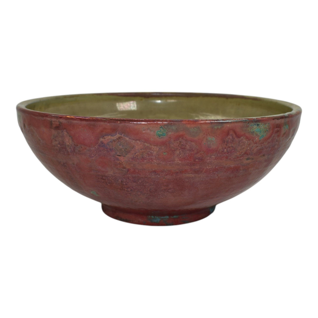 Pewabic Detroit 1920s Art Pottery Hand Made Copper Turquoise Iridescent Bowl