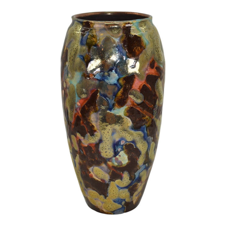 Paul Katrich Studio Pottery Silver Multi-Color Hand Made Vase 1638