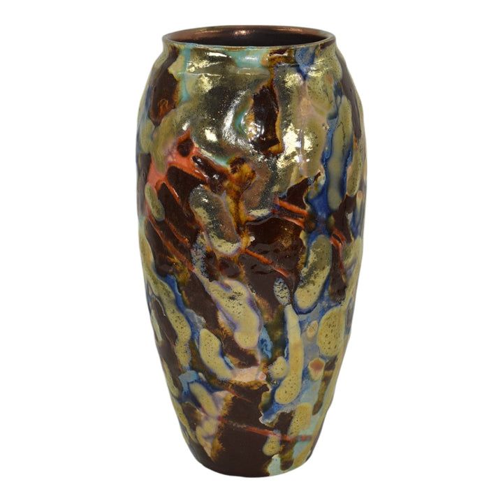 Paul Katrich Studio Pottery Silver Multi-Color Hand Made Vase 1638