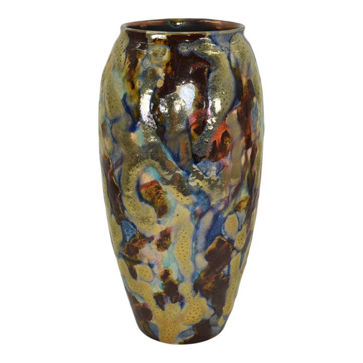 Paul Katrich Studio Pottery Silver Multi-Color Hand Made Vase 1638