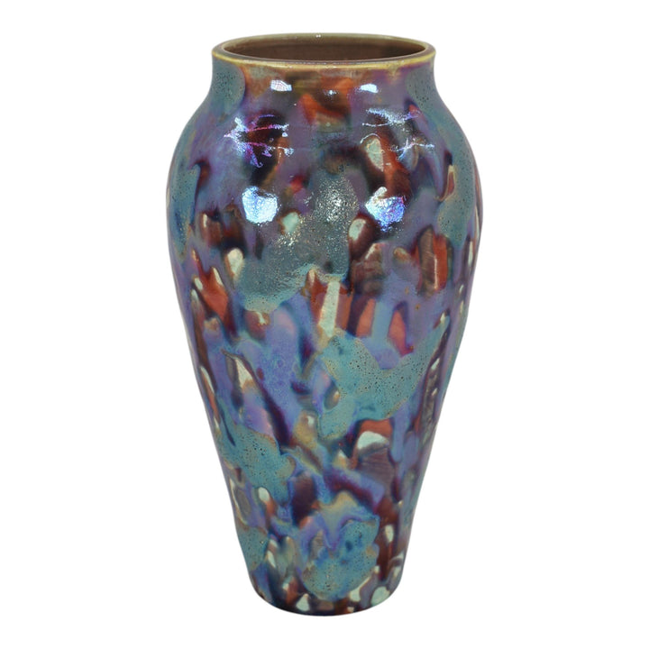 Paul Katrich Studio Pottery After The Storm Purple Blue Volcanic Luster Vase 904