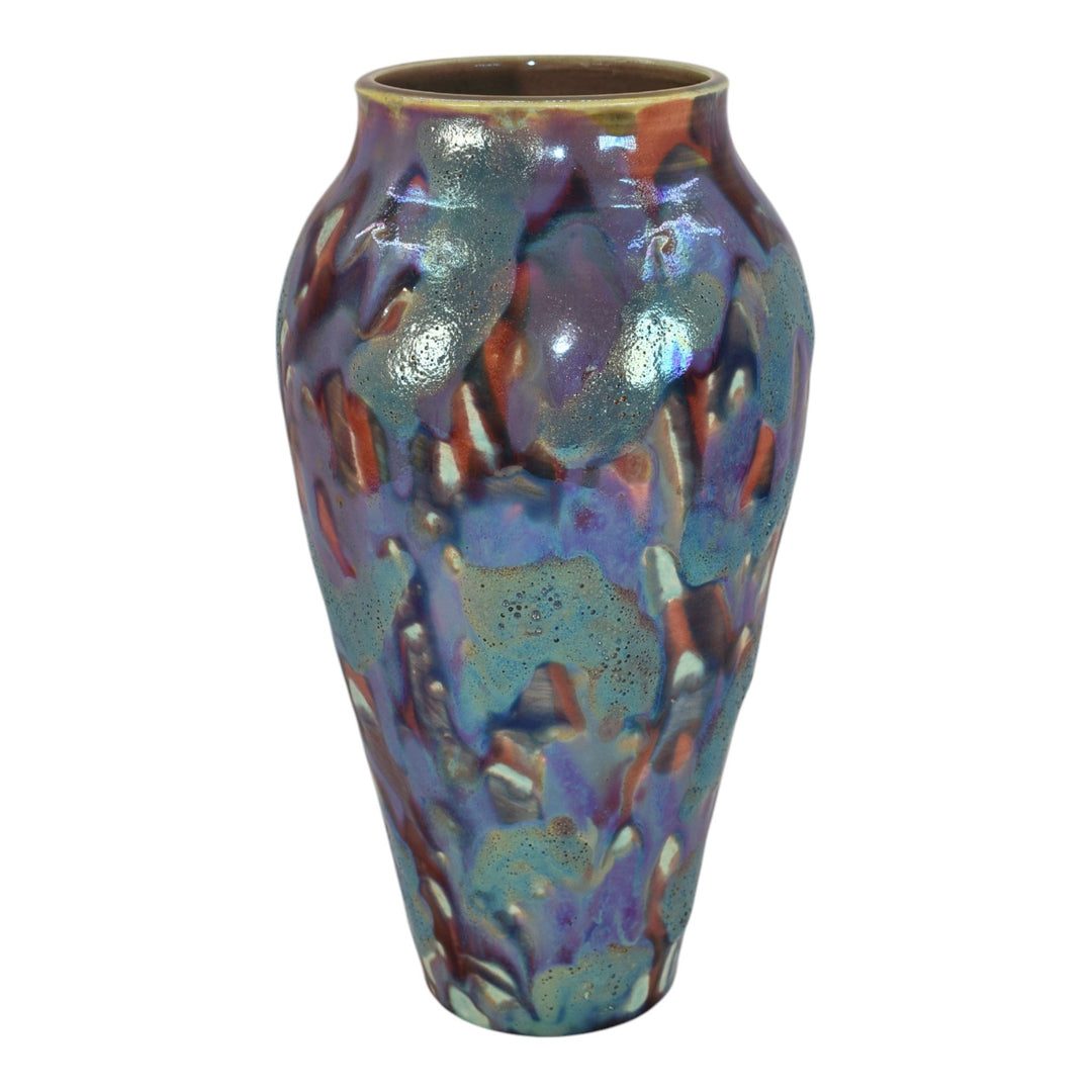 Paul Katrich Studio Pottery After The Storm Purple Blue Volcanic Luster Vase 904