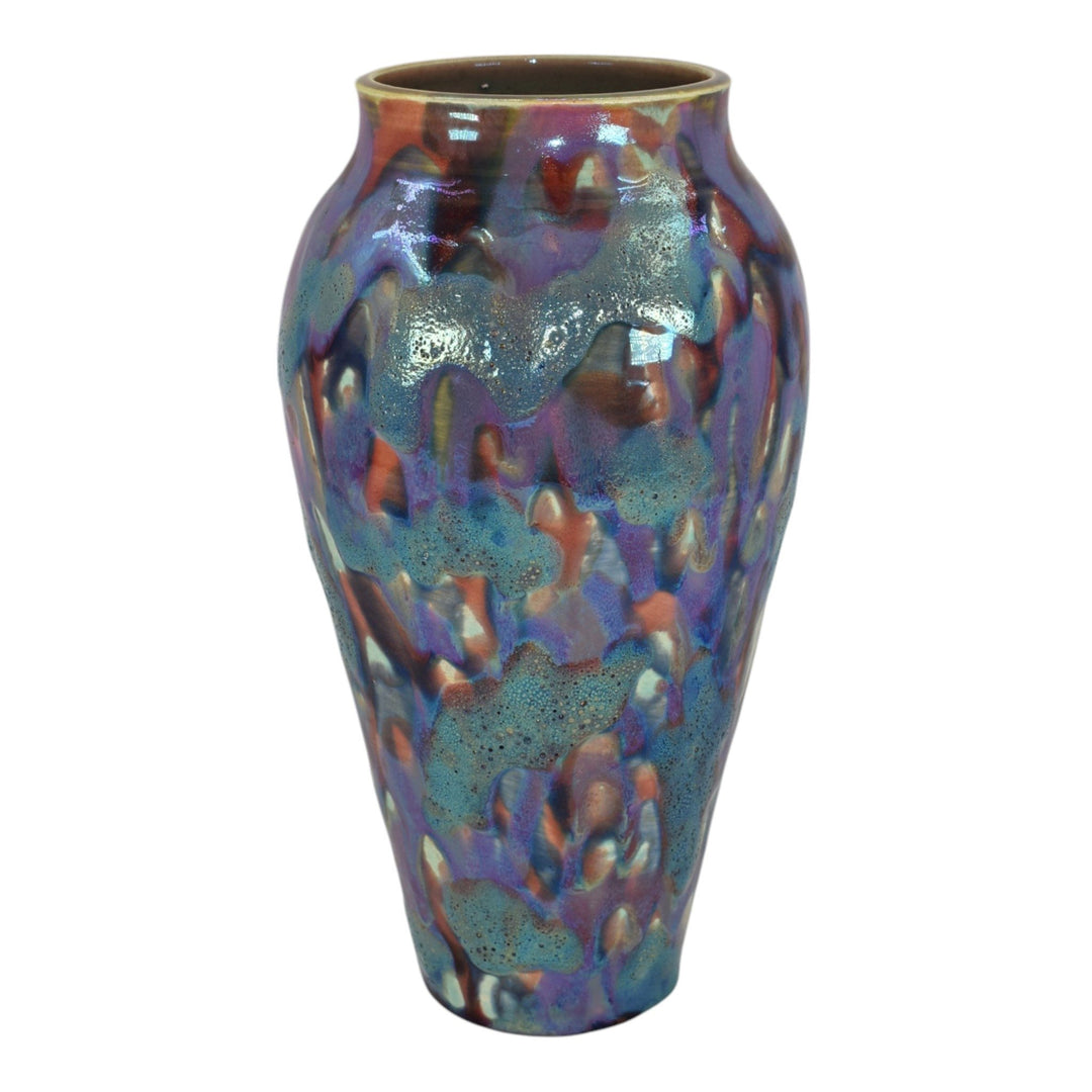 Paul Katrich Studio Pottery After The Storm Purple Blue Volcanic Luster Vase 904