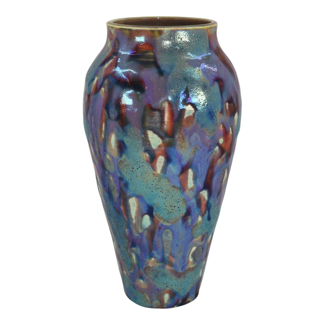 Paul Katrich Studio Pottery After The Storm Purple Blue Volcanic Luster Vase 904