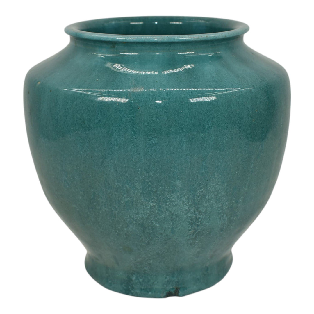 Pewabic 1930s Detroit Art Pottery Hand Made Persian Blue Shouldered Ceramic Vase