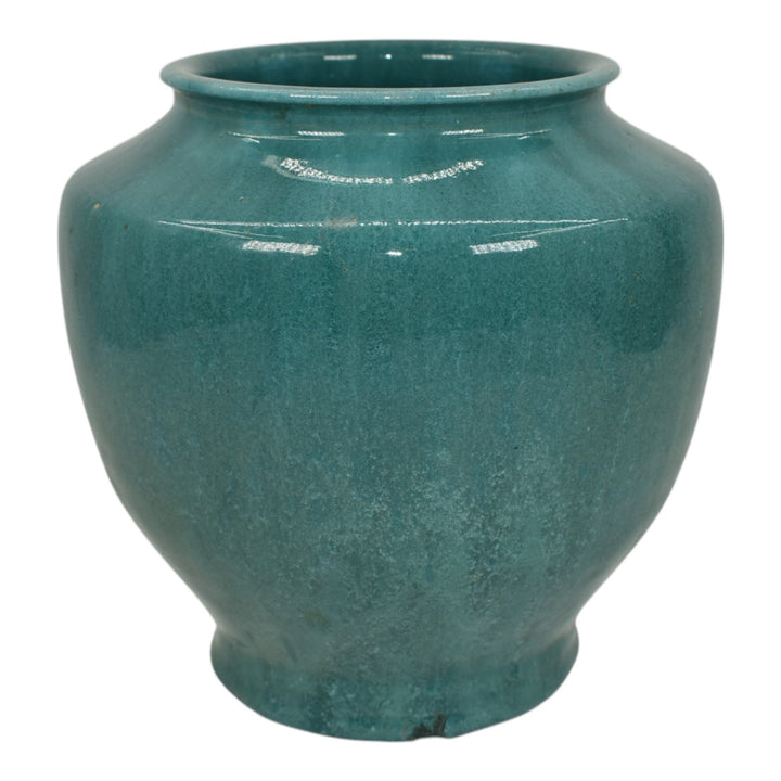 Pewabic 1930s Detroit Art Pottery Hand Made Persian Blue Shouldered Ceramic Vase
