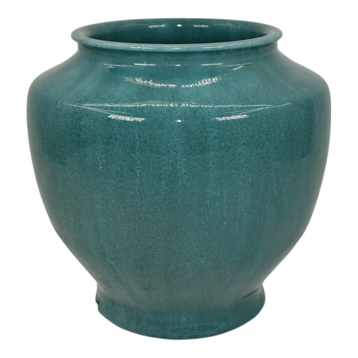 Pewabic 1930s Detroit Art Pottery Hand Made Persian Blue Shouldered Ceramic Vase