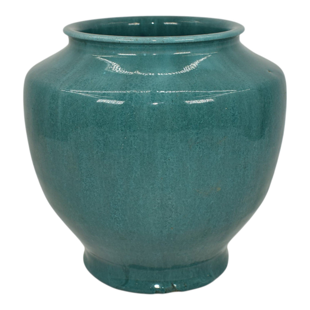 Pewabic 1930s Detroit Art Pottery Hand Made Persian Blue Shouldered Ceramic Vase