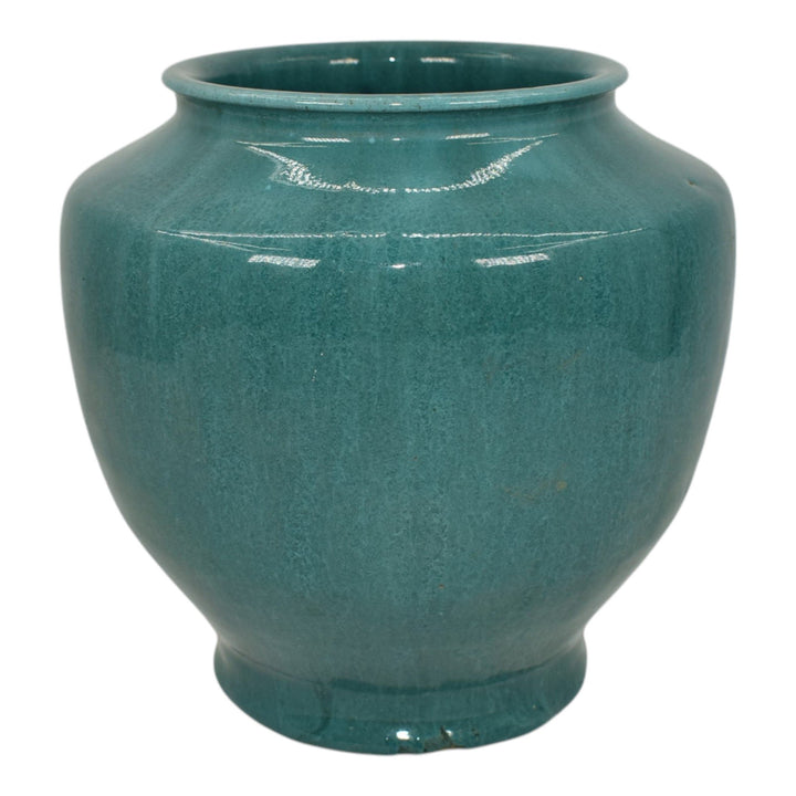 Pewabic 1930s Detroit Art Pottery Hand Made Persian Blue Shouldered Ceramic Vase