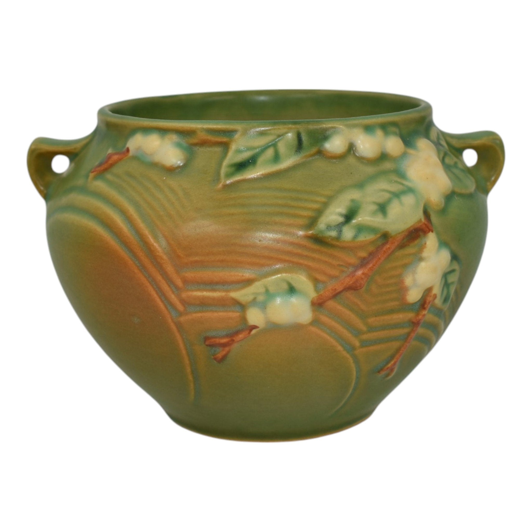 Roseville Snowberry Green 1947 Vintage Pottery Ceramic Jardiniere