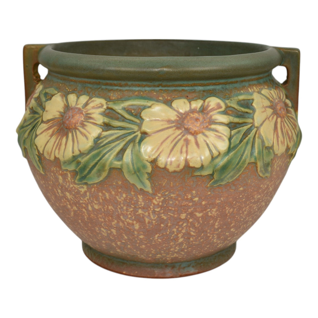 Roseville Dahlrose 1928 Vintage Arts and Crafts Pottery Jardiniere Planter 614-6