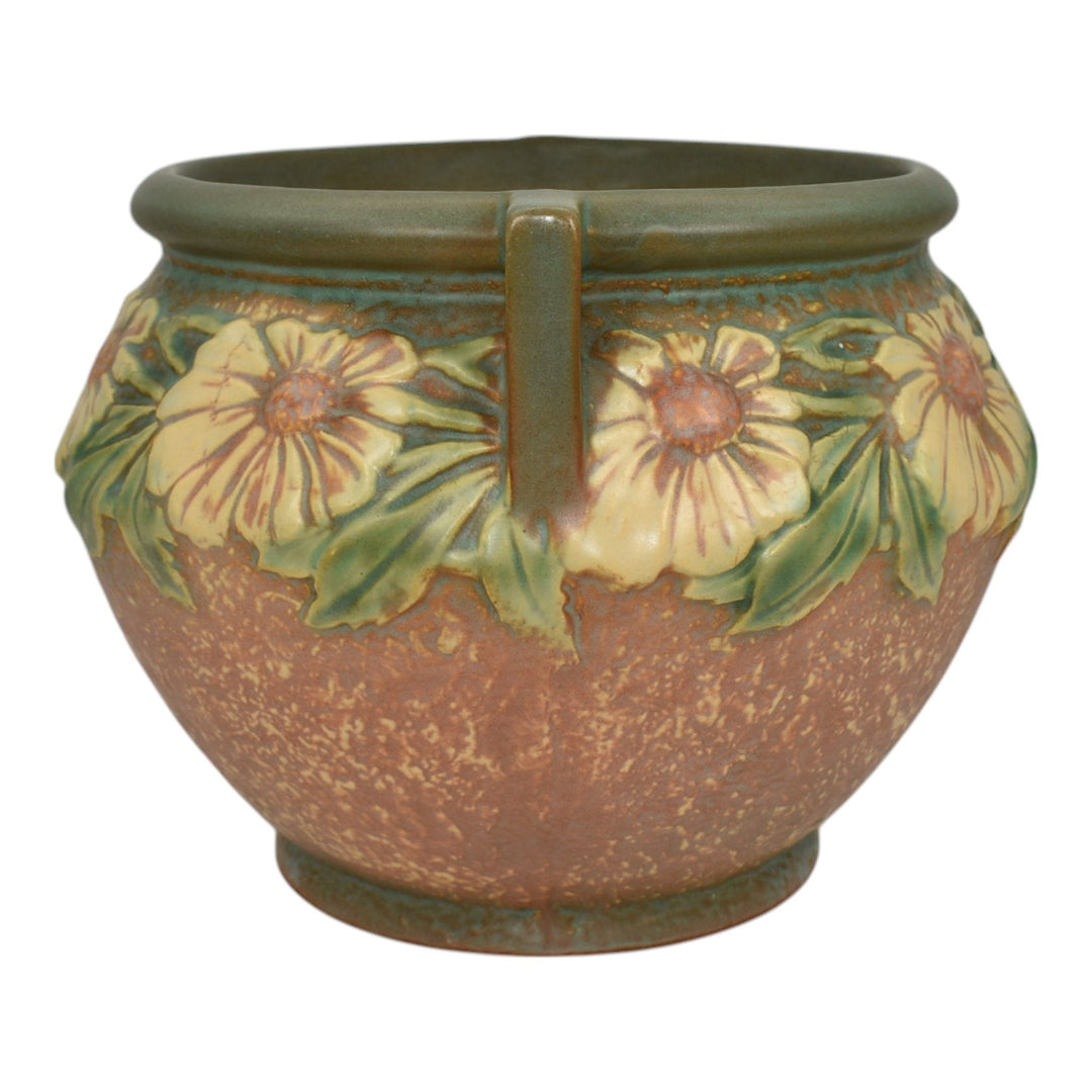 Roseville Dahlrose 1928 Vintage Arts and Crafts Pottery Jardiniere Planter 614-6