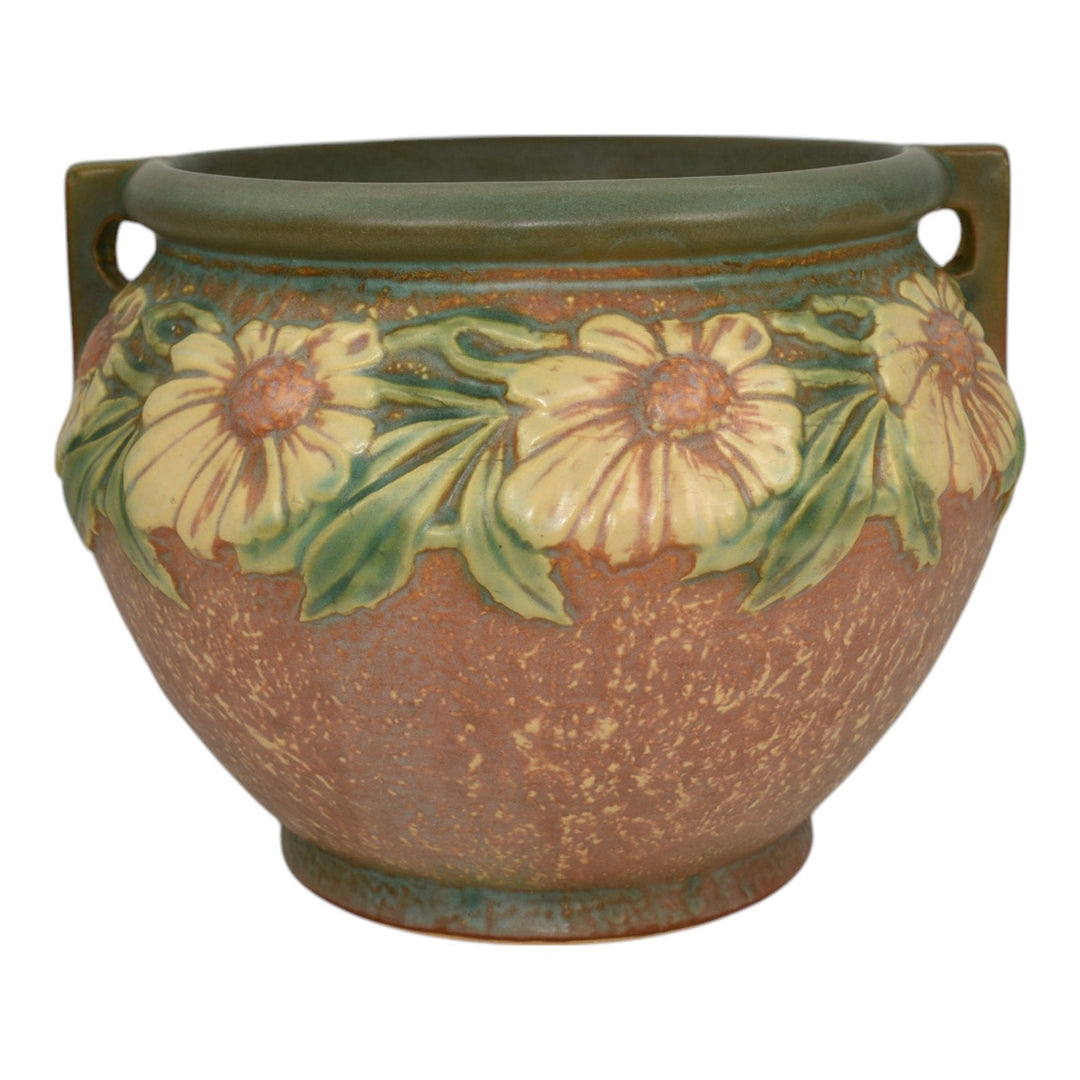 Roseville Dahlrose 1928 Vintage Arts and Crafts Pottery Jardiniere Planter 614-6