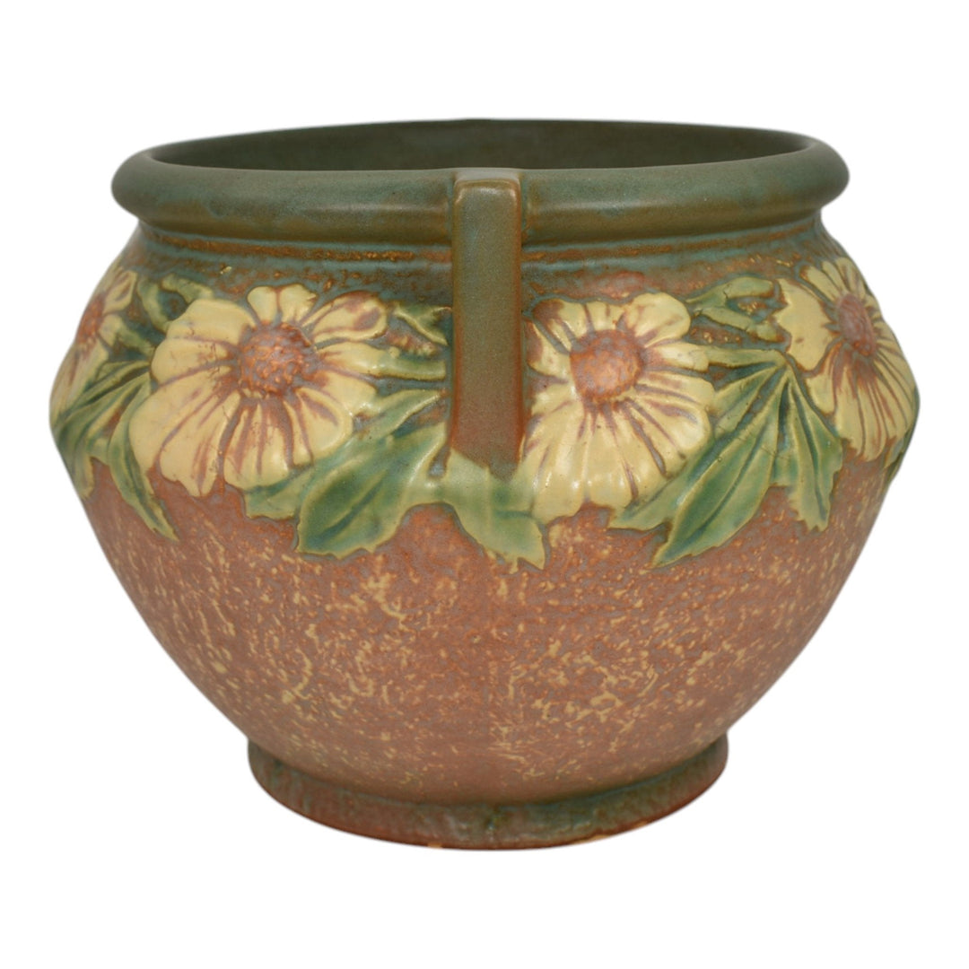 Roseville Dahlrose 1928 Vintage Arts and Crafts Pottery Jardiniere Planter 614-6