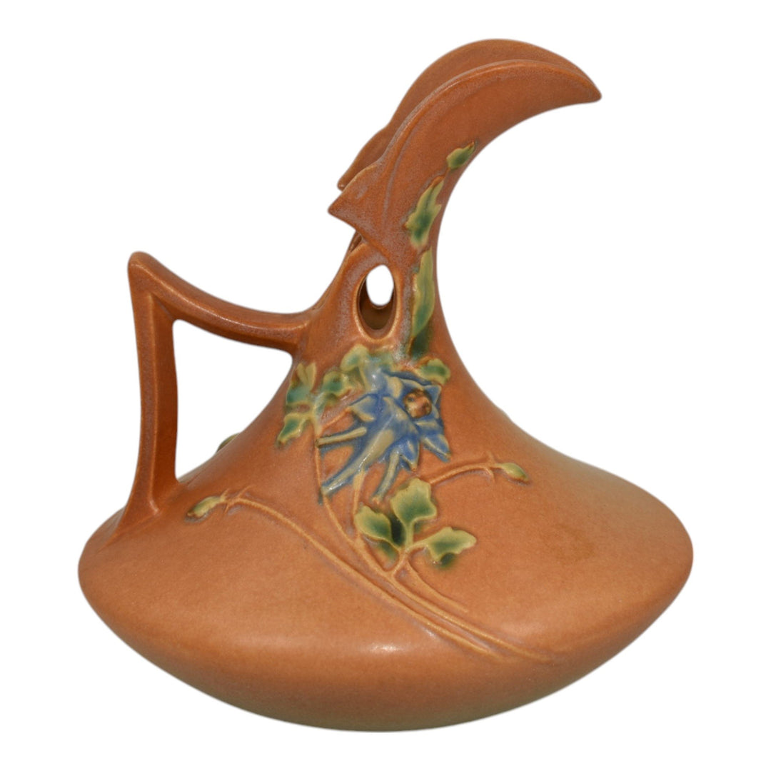 Roseville Columbine Brown 1941 Vintage Art Deco Pottery Ceramic Ewer 18-7 - Just Art Pottery