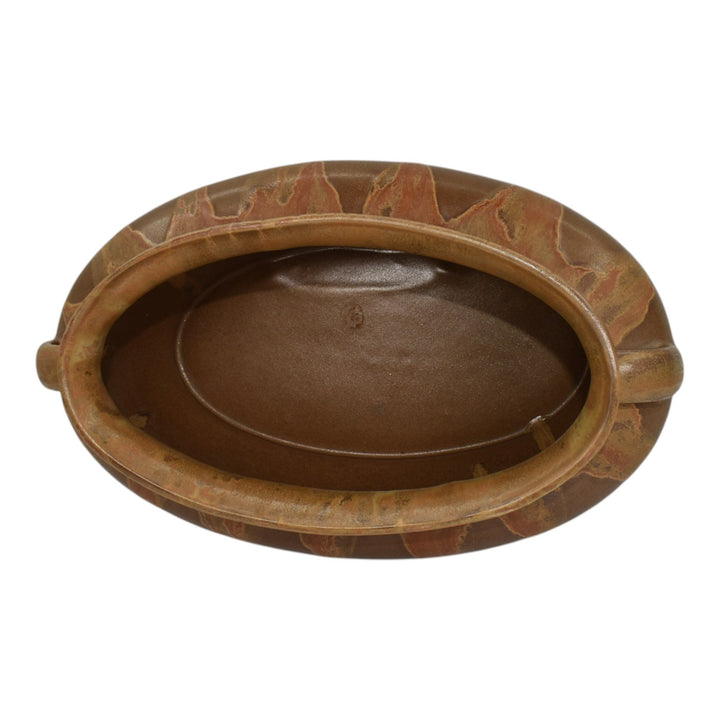 Denbac French Art Deco Pottery Brown Drip Ceramic Console Bowl