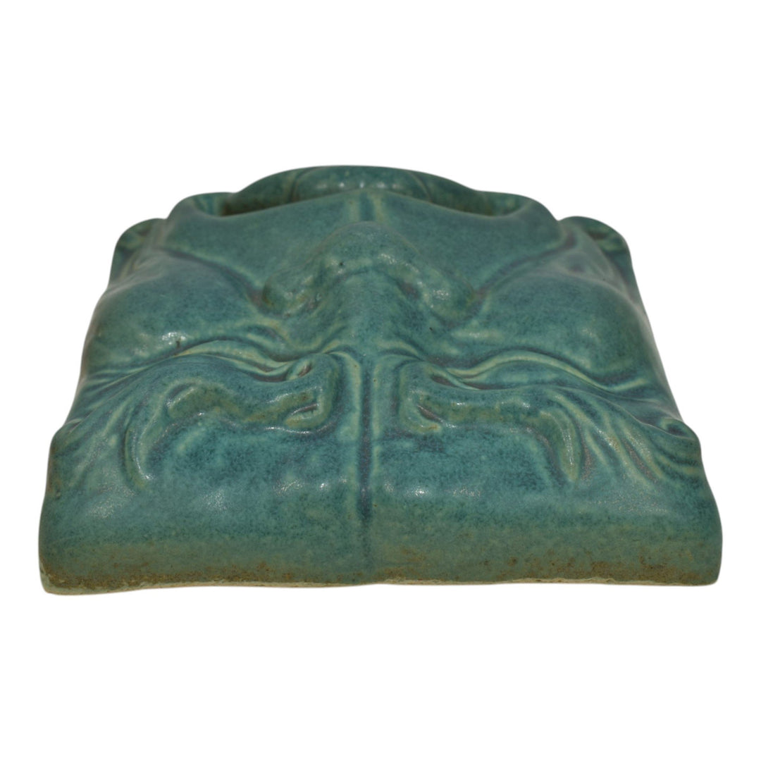 Pewabic Detroit Pottery Green Ceramic Theatre Tragedy Mask Wall Art Tile