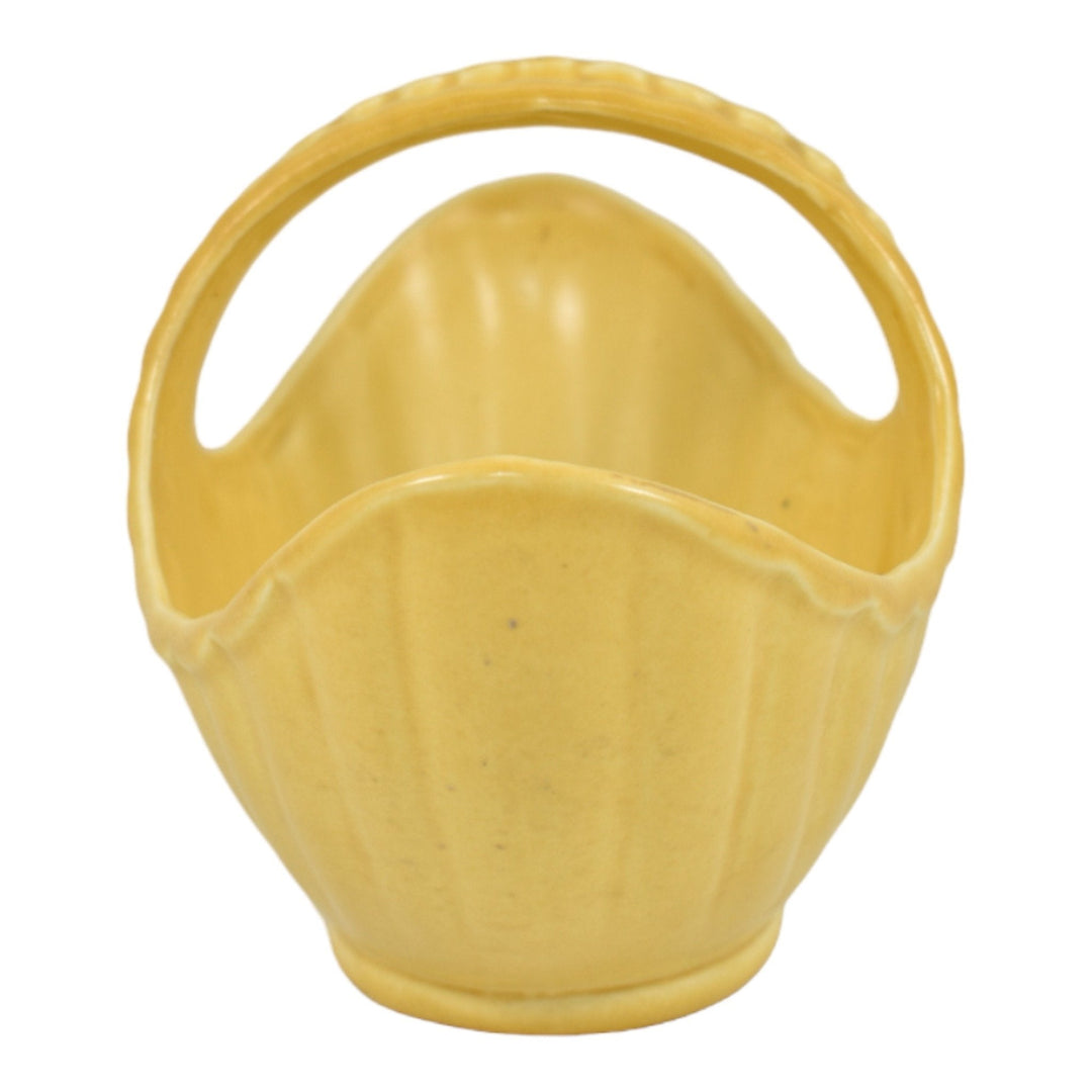 Stangl Vintage Art Pottery Yellow Ceramic Basket Vase 3226 - Just Art Pottery