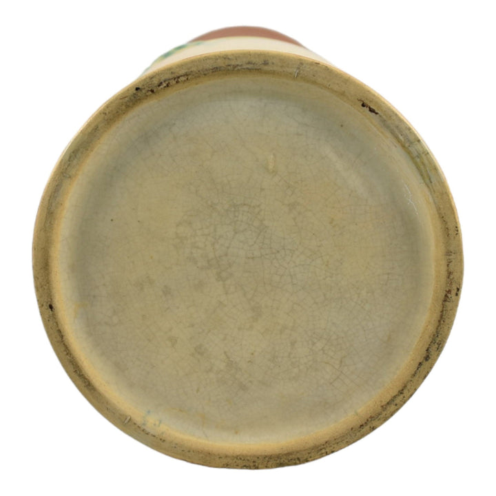 Roseville Futura 1928 Art Deco Pottery Tan Teasel Ceramic Floor Vase 438-15 - Just Art Pottery