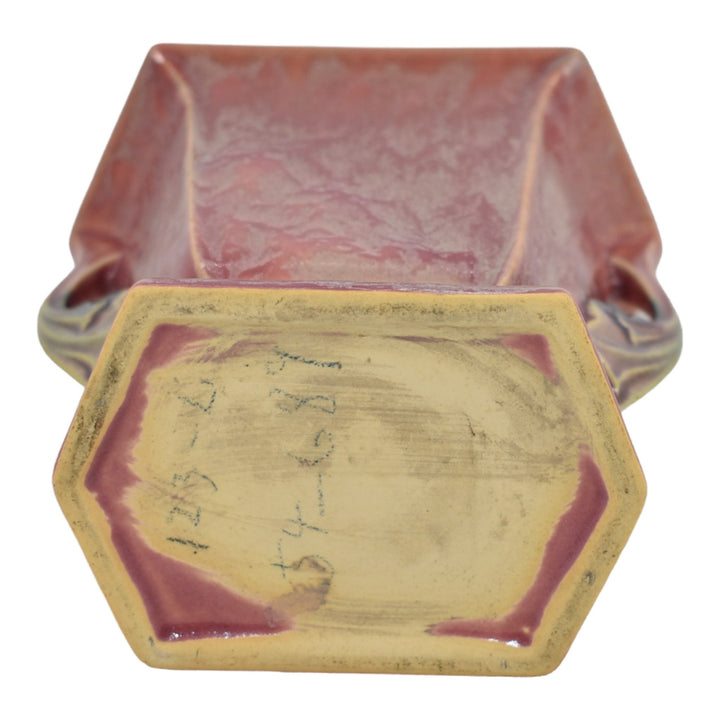 Roseville Tuscany Pink 1927 Art Pottery Flowing Trial Glaze Handled Vase 70-5 - Just Art Pottery