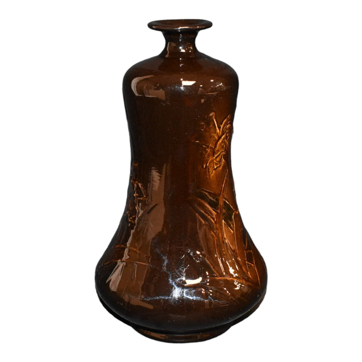 Weller Dickens Ware 1st Line 1897-98 Art Pottery Brown Daffodil Ceramic Vase 171