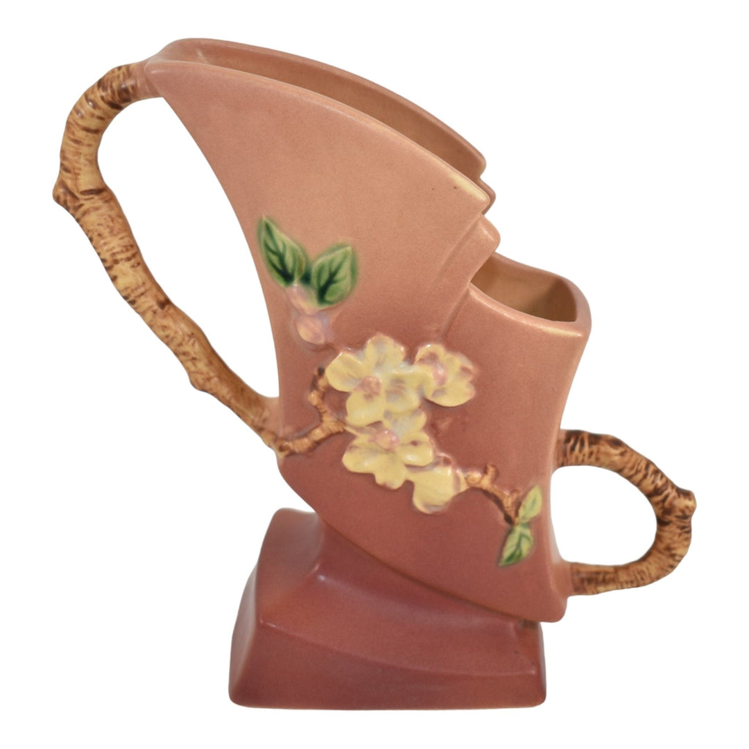 Roseville Apple Blossom Pink 1949 Vintage Art Pottery Ceramic Flower Vase 373-7 - Just Art Pottery