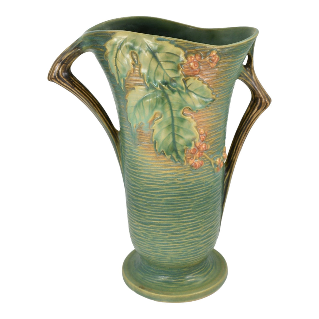 Roseville Bushberry Green 1941 Mid Century Modern Art Pottery Ceramic Vase 38-12 - Just Art Pottery