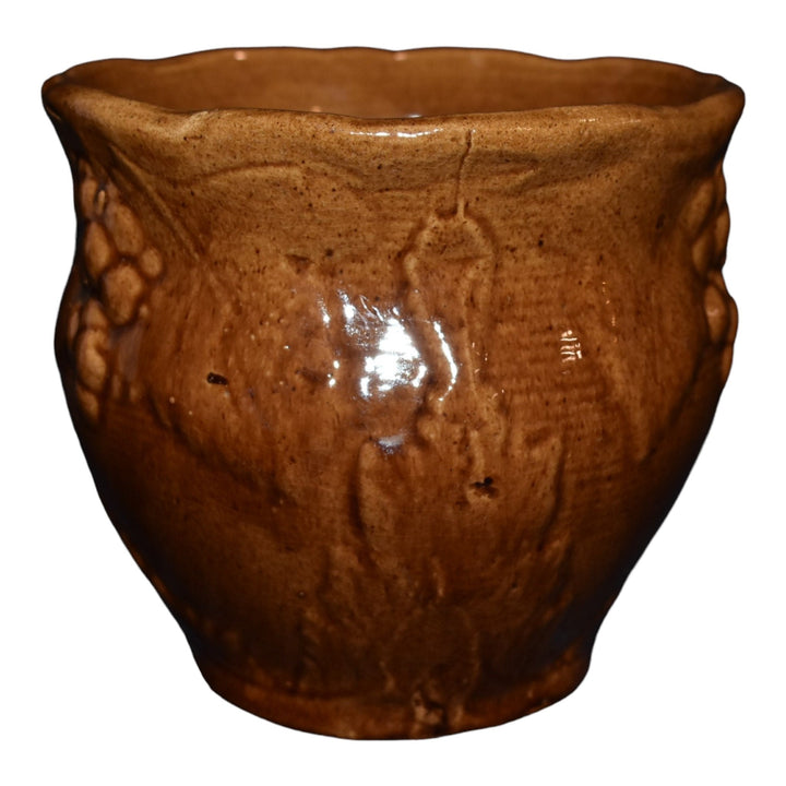 Brush McCoy 1917 Antique Art Pottery Brown Grapes Ceramic Jardiniere Planter 217