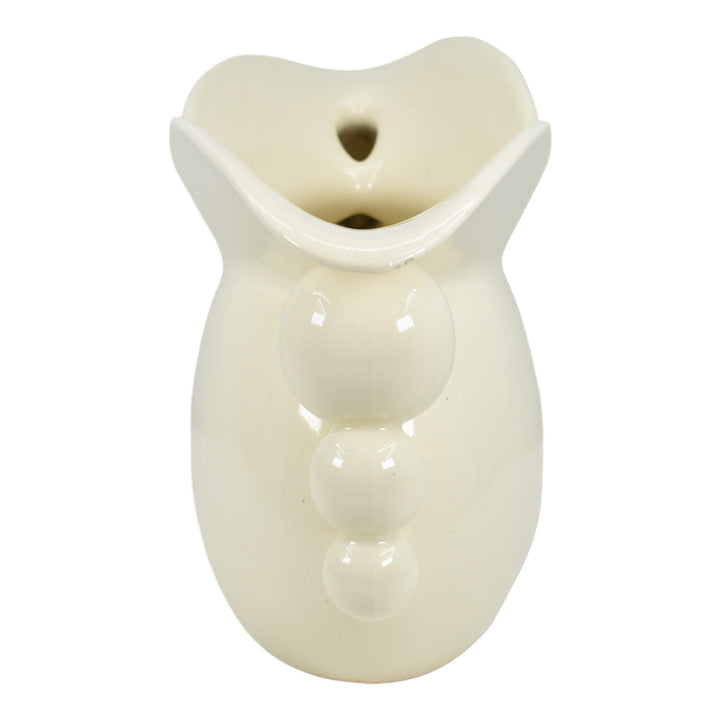 German Vintage Art Deco Pottery White Ball Handled Ceramic Pillow Vase - Just Art Pottery