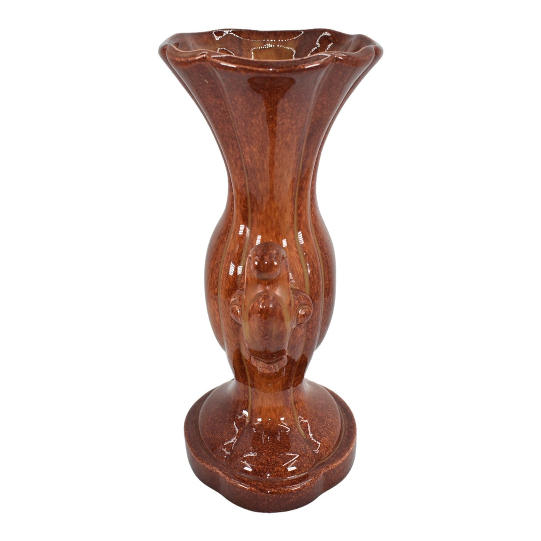 Cowan 1930s Vintage Art Deco Pottery Mottled Russet Ceramic Urn Vase V-93