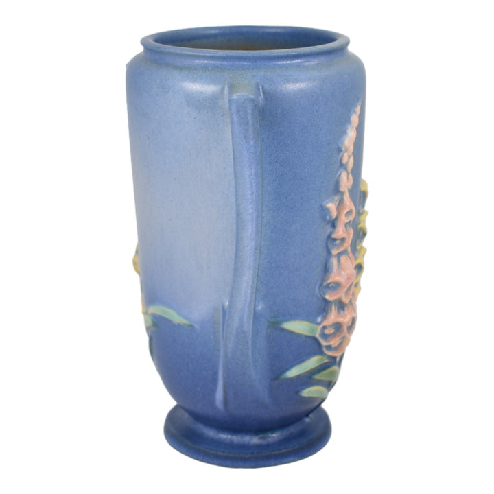 Roseville Foxglove Blue 1942 Mid Century Modern Art Pottery Ceramic Vase 45-7 - Just Art Pottery
