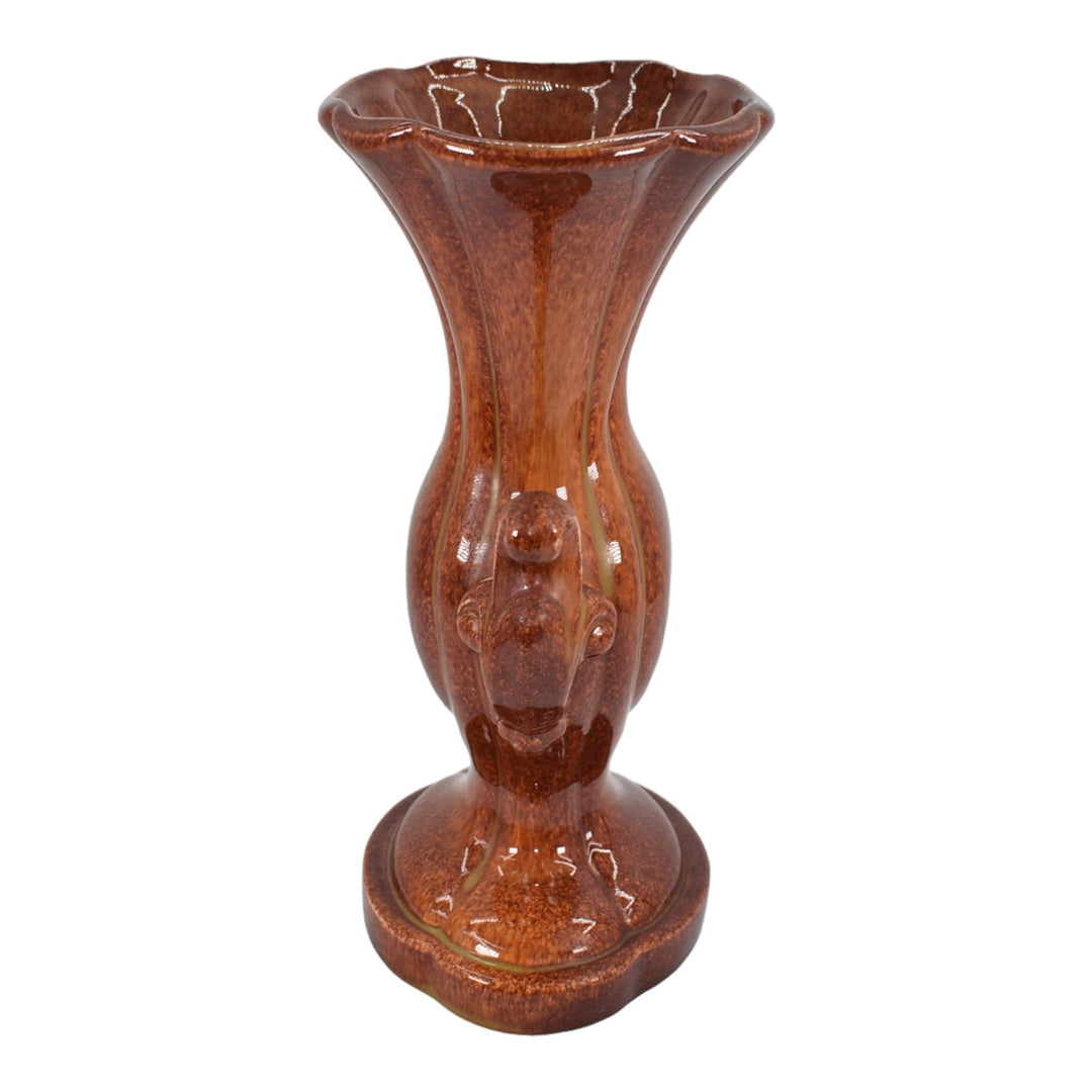 Cowan 1930s Vintage Art Deco Pottery Mottled Russet Ceramic Urn Vase V-93 - Just Art Pottery