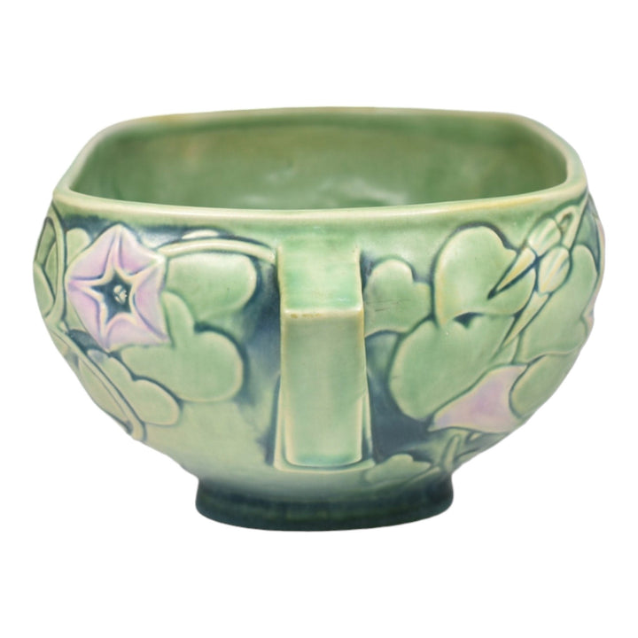 Roseville Morning Glory 1935 Vintage Art Pottery Green Ceramic Bowl 270-8 - Just Art Pottery