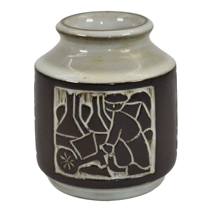 Michael Andersen Scandinavian Mid Century Modern Pottery Scenic Dark Brown Vase - Just Art Pottery