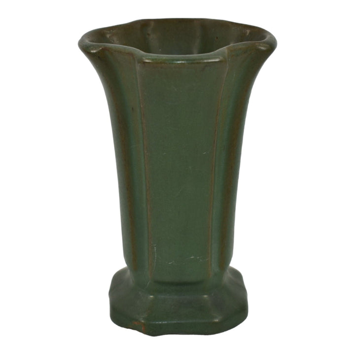 Peters and Reed Matte Green 1910s Vintage Art Pottery Ceramic Flower Vase - Just Art Pottery