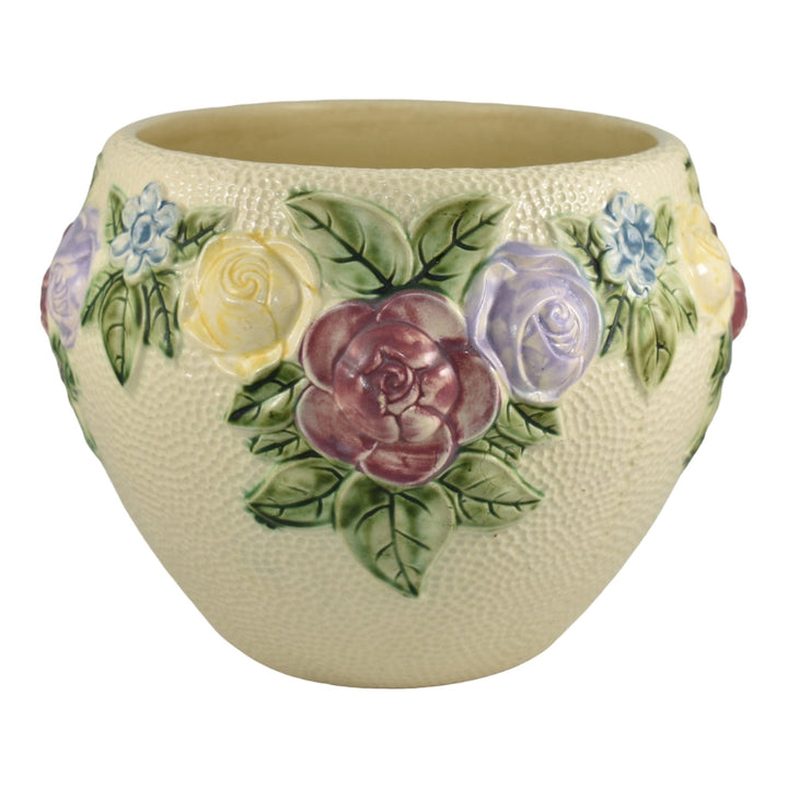 Roseville Rozane 1917 Art Pottery Ivory Floral Ceramic Jardiniere Planter 588-9