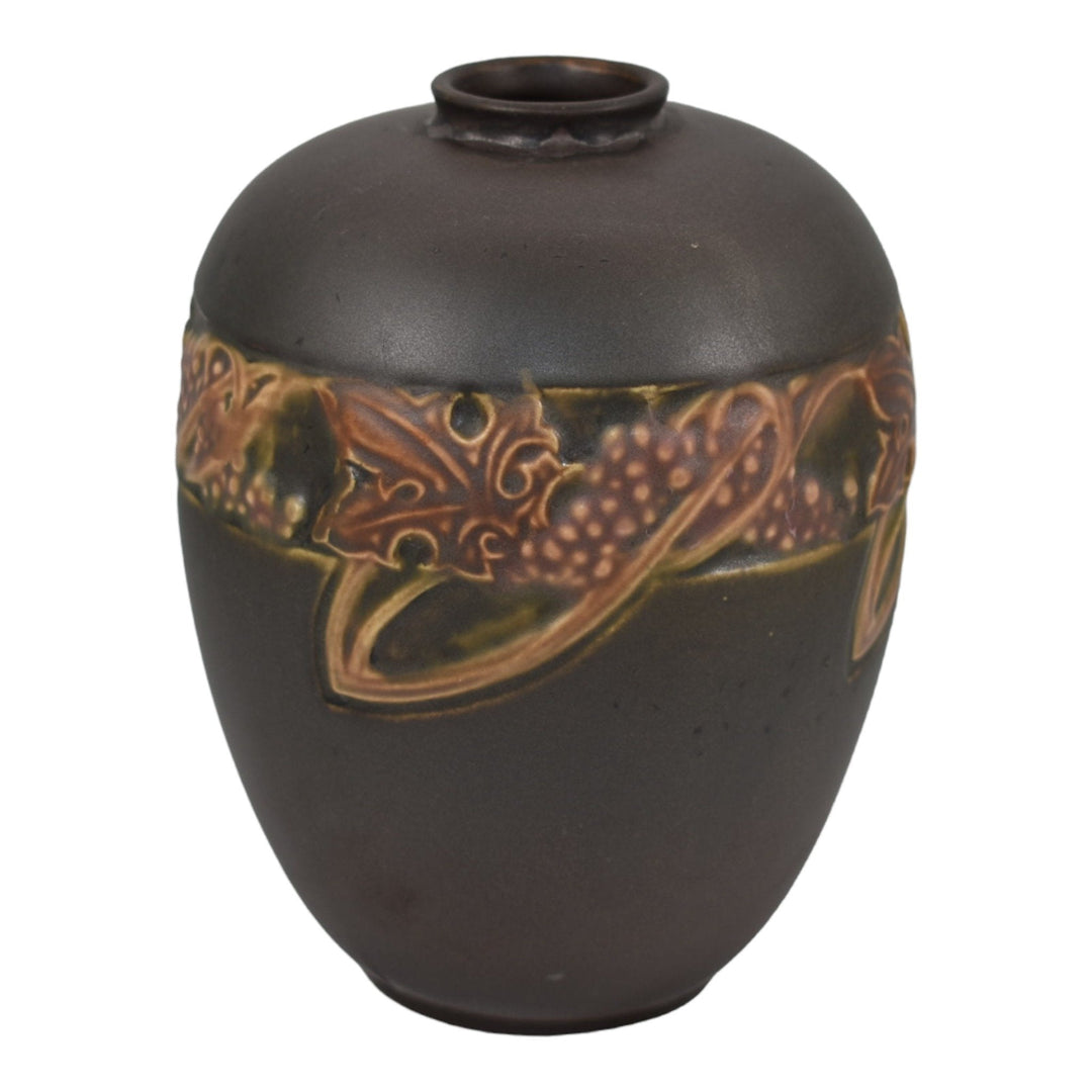 Roseville Rosecraft Vintage 1925 Arts And Crafts Pottery Brown Flower Vase 276-6 - Just Art Pottery