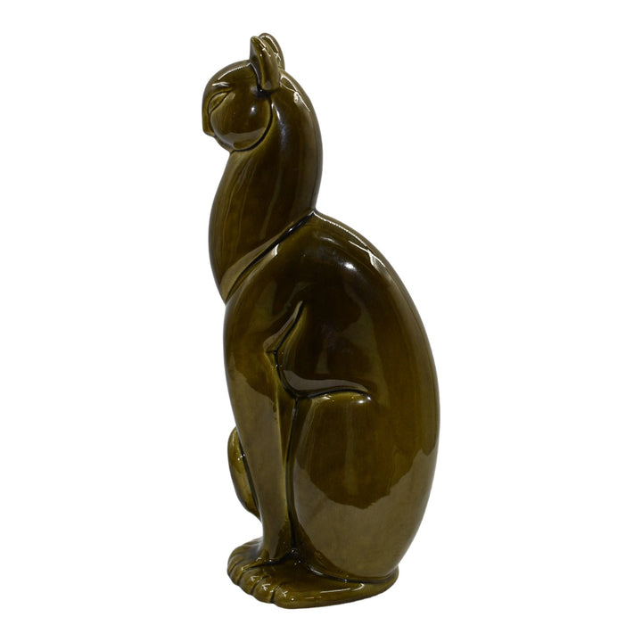 Royal Haeger 1950s Mid Century Pottery Green Winking Egyptian Cat Figurine 616 - Just Art Pottery