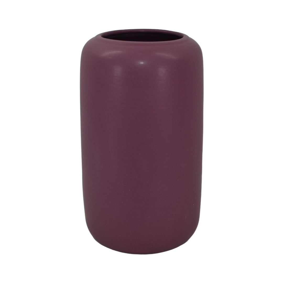 Bortner and Bortner Terra Cotta Art Pottery Matte Mulberry Cylindrical 10" Vase