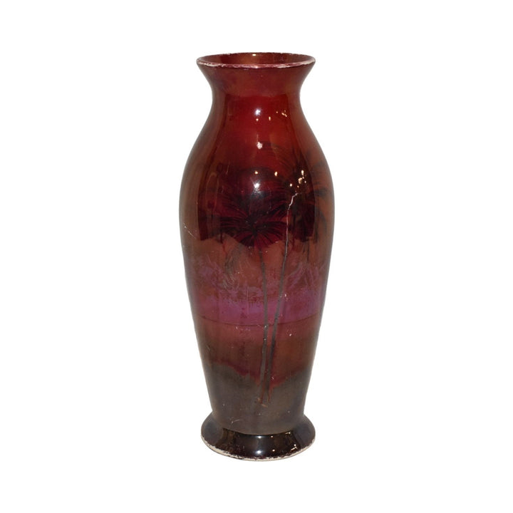 Weller Lamar 1920s Vintage Art Deco Pottery Scenic Palm Tree Red Ceramic Vase