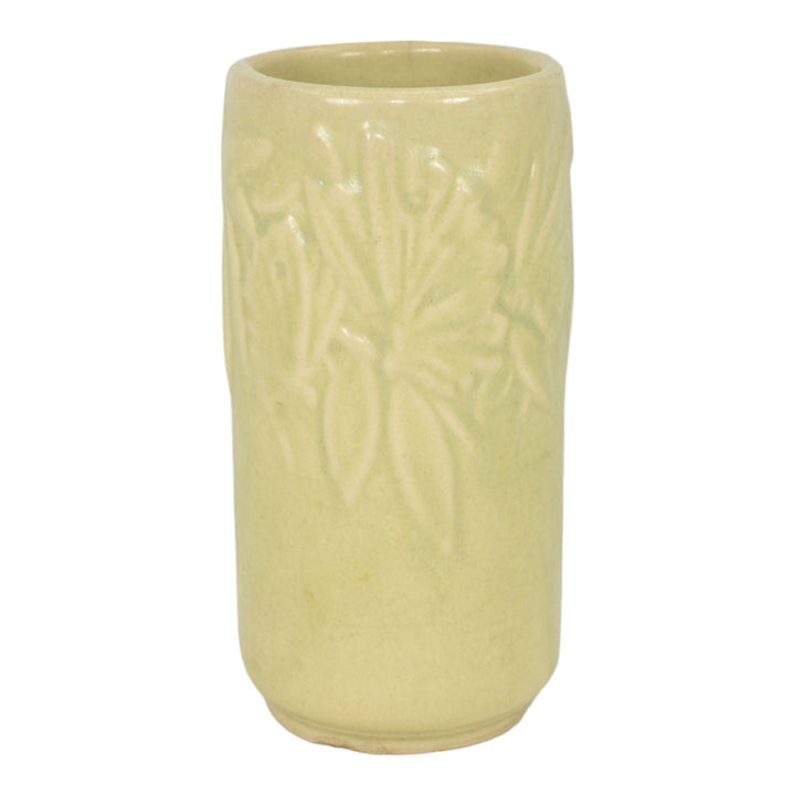 McCoy Butterfly Line 1940s Vintage Pottery Green Cylindrical Ceramic Vase 400 - Just Art Pottery
