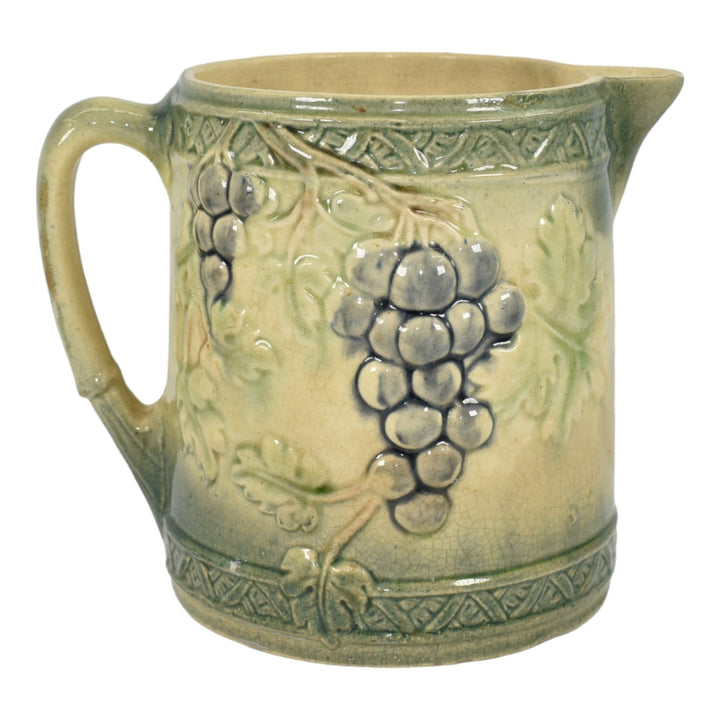 Roseville Early Ware 1910-16 Vintage Arts And Crafts Pottery Blue Grapes Pitcher - Just Art Pottery